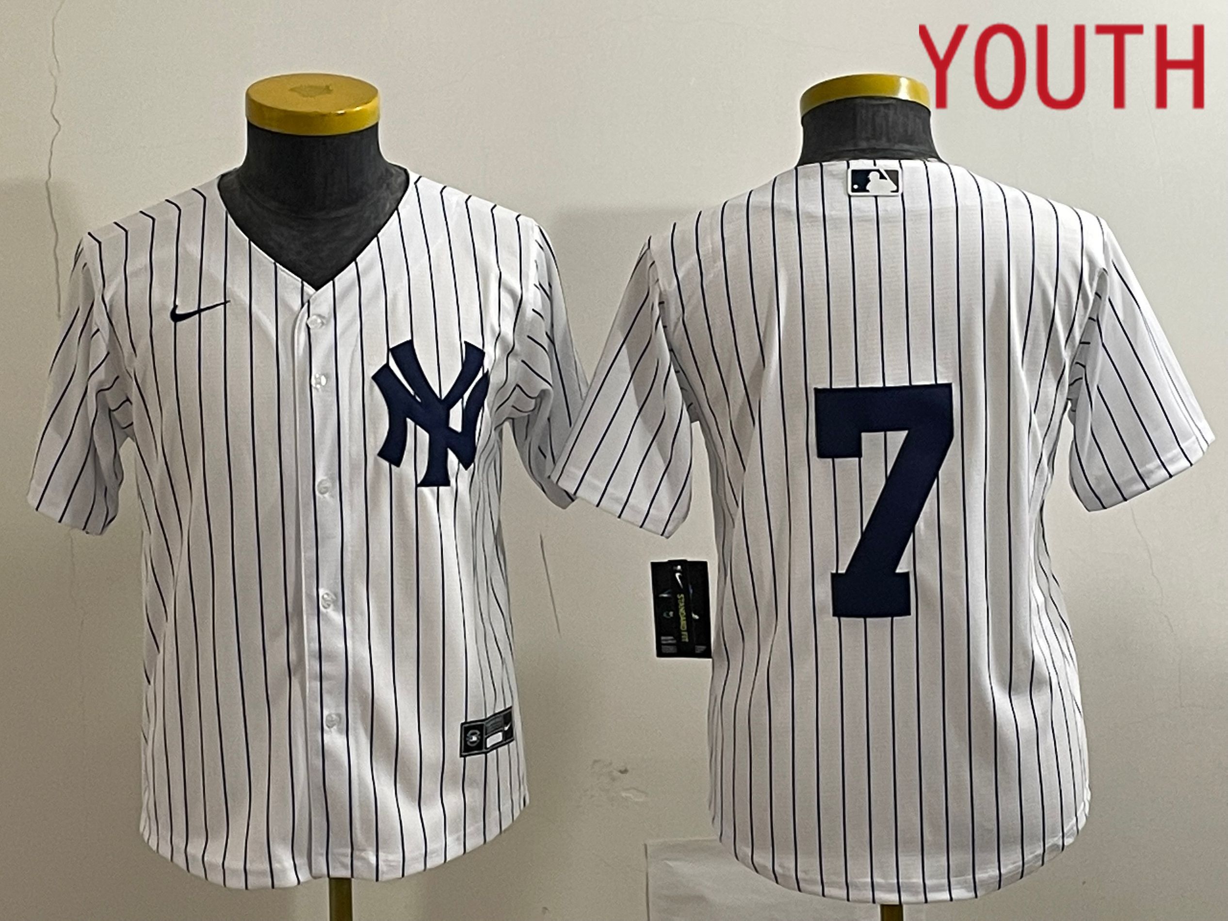 Youth New York Yankees 7 No Name White Nike Game MLB Jersey